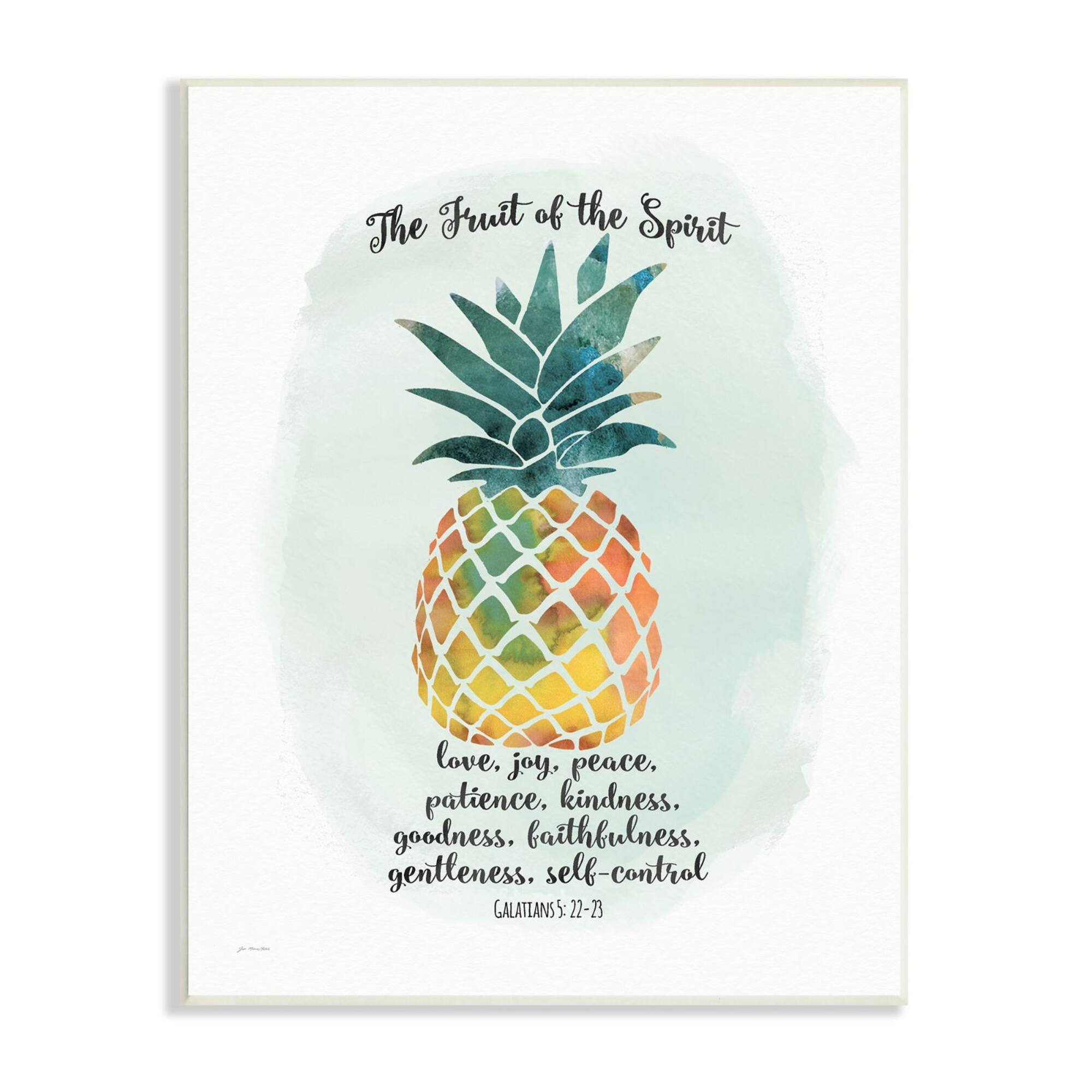 Stupell Industries The Fruit of the Spirit Multicolored Pineapple Wood Wall Plaque